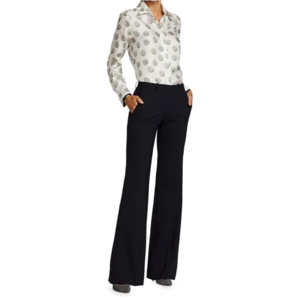 MAX MARA Top Unico Medallion Print 100% Silk Print Collared Button Down